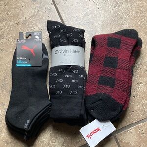 Calvin Klein Puma Men's Black Crew Socks and Winter Socks 8 pair NEW